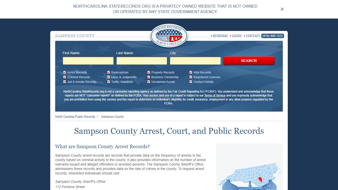 Sampson County Arrest, Court, and Public Records