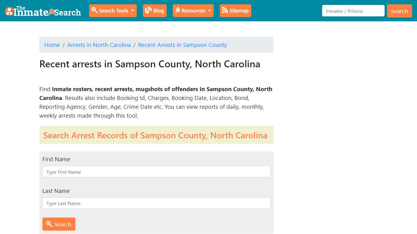 Recent arrests in Sampson County, North Carolina ...