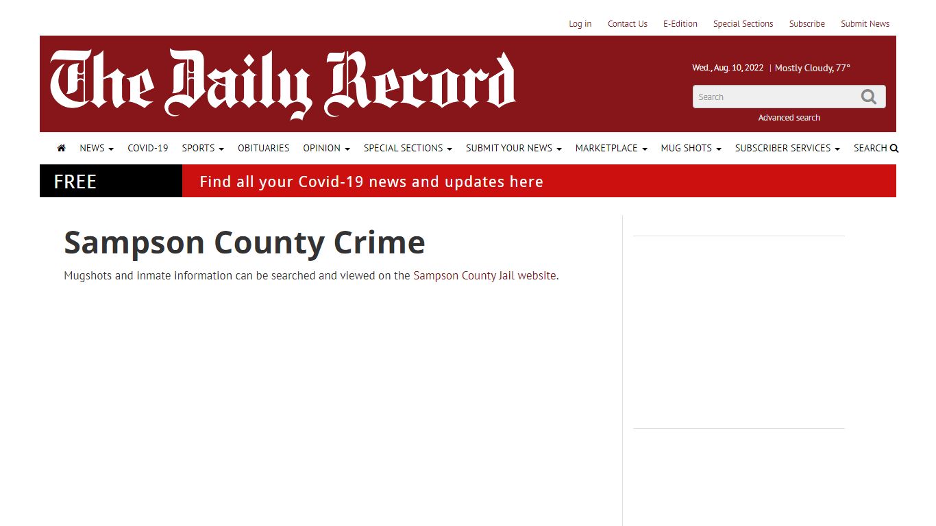 Sampson County Mug Shots | The Daily Record